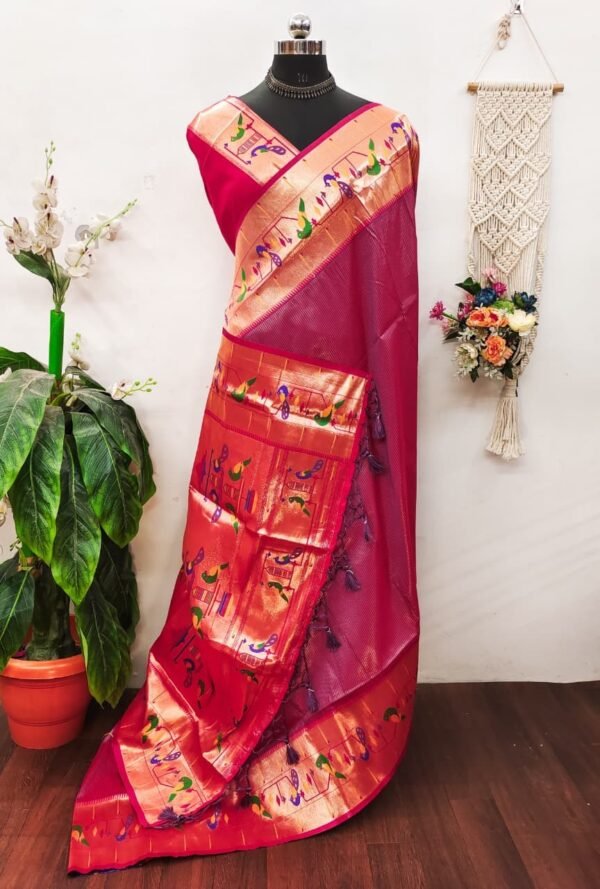 Banarasi soft silk paithani saree - Image 13