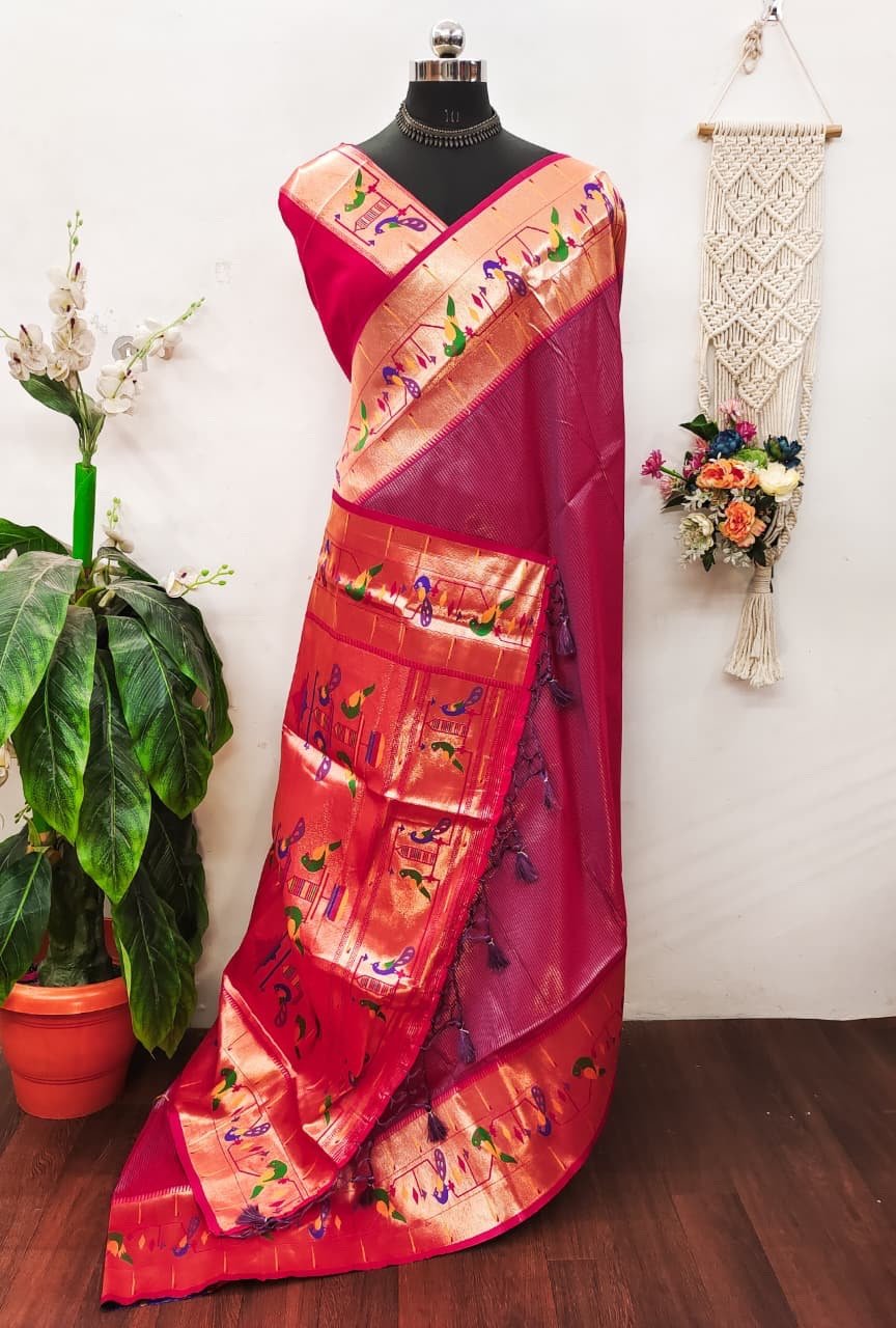 Banarasi soft silk paithani saree - Image 13