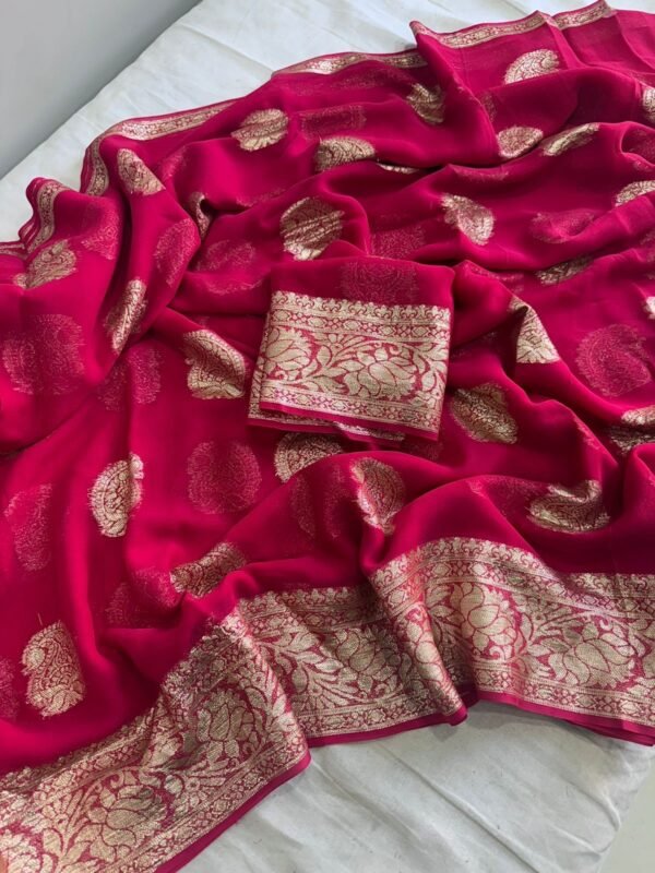 Viscose jacquard saree - Image 13