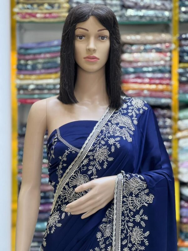 Stone work Fandy satin silk sarees - Image 10