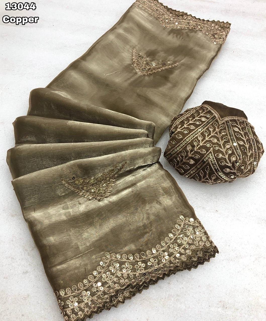 Shimmer satin silk sarees - Image 7