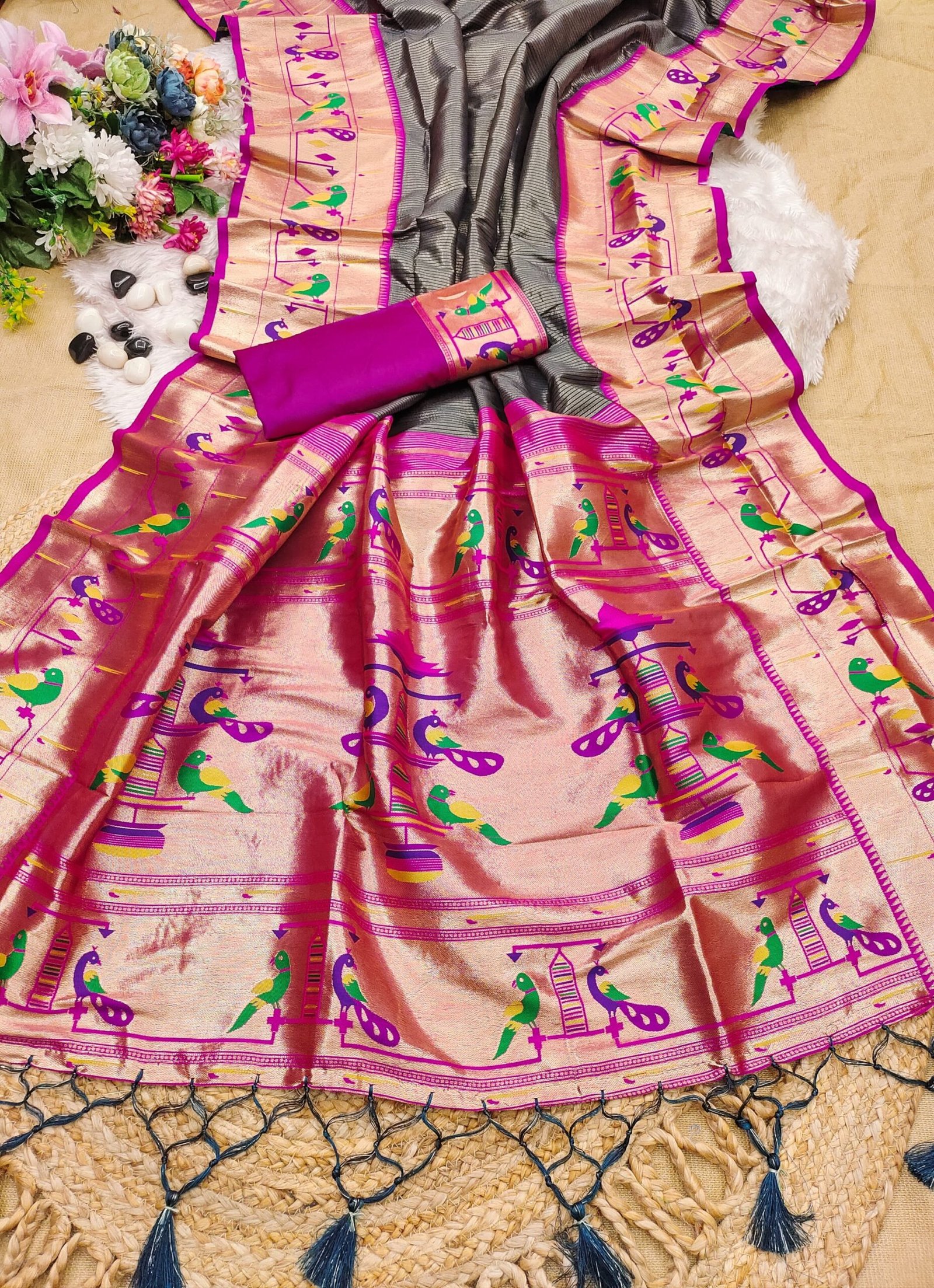 Banarasi soft silk paithani saree - Image 21