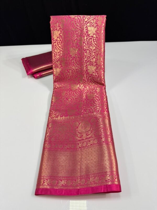 Soft semi kanchi brocade saree - Image 16