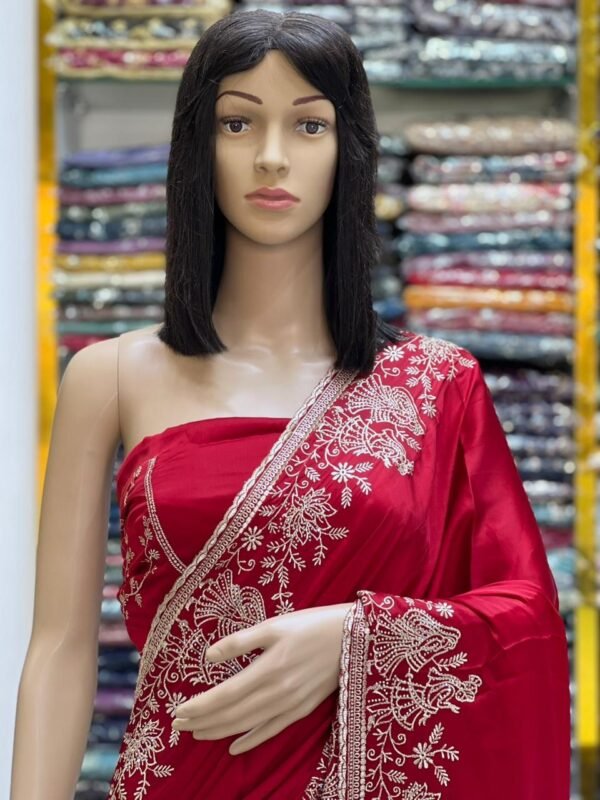 Stone work Fandy satin silk sarees - Image 7