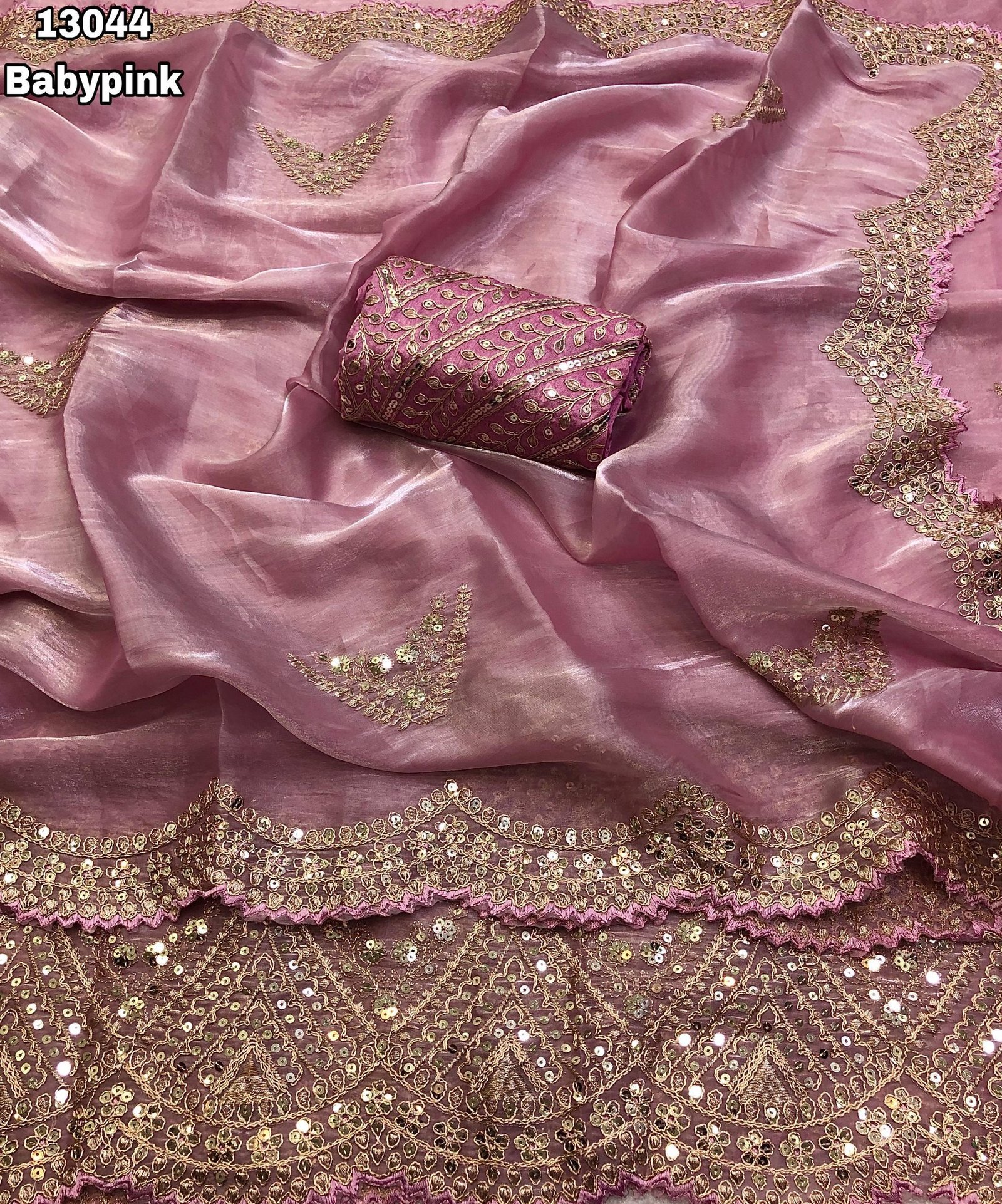 Shimmer satin silk sarees - Image 3