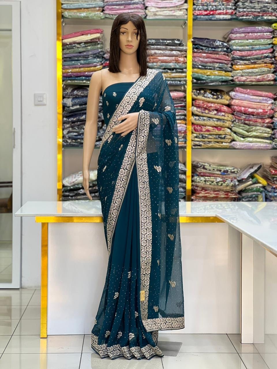 Georgette stone work saree - Image 8