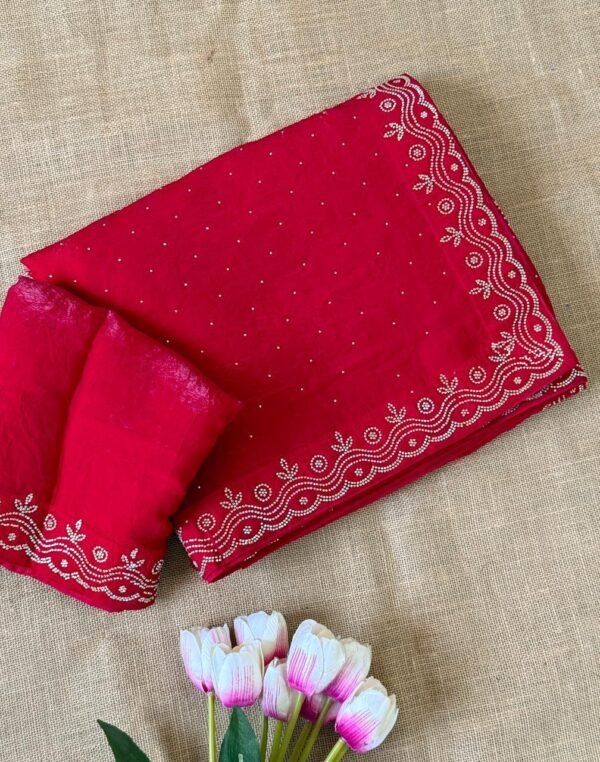 Zarkan Fandy satin silk saree - Image 3