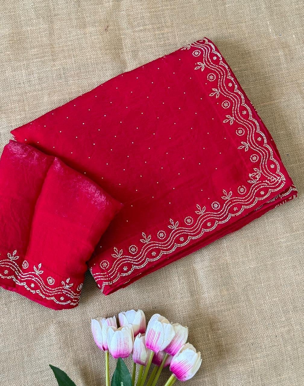 Zarkan Fandy satin silk saree - Image 3