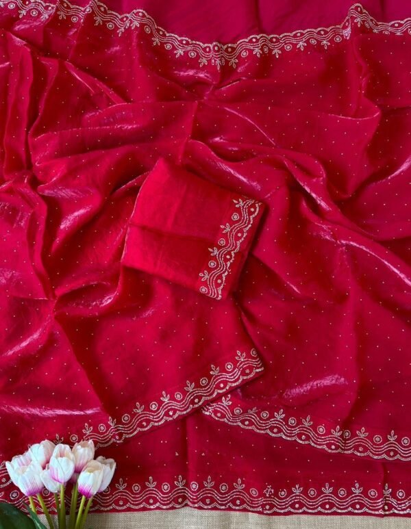 Zarkan Fandy satin silk saree - Image 6