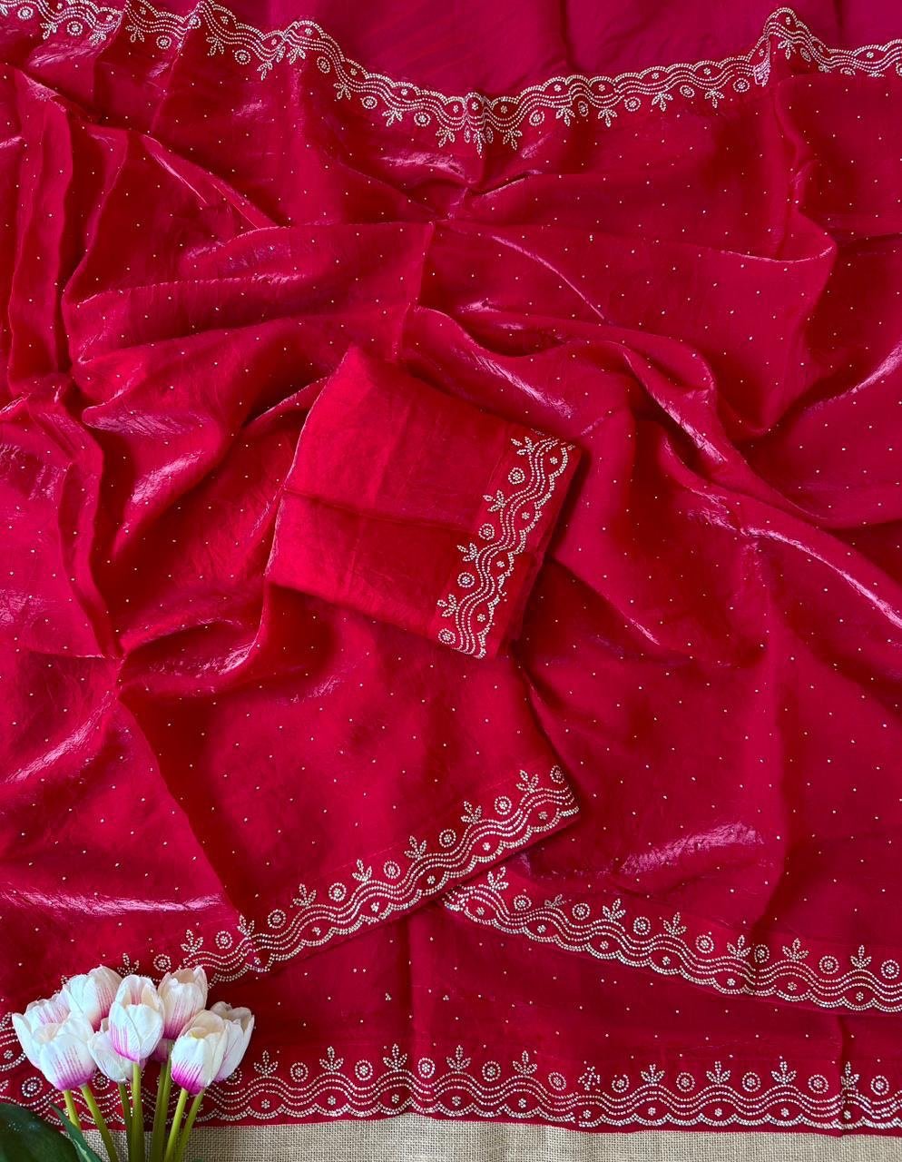 Zarkan Fandy satin silk saree - Image 6