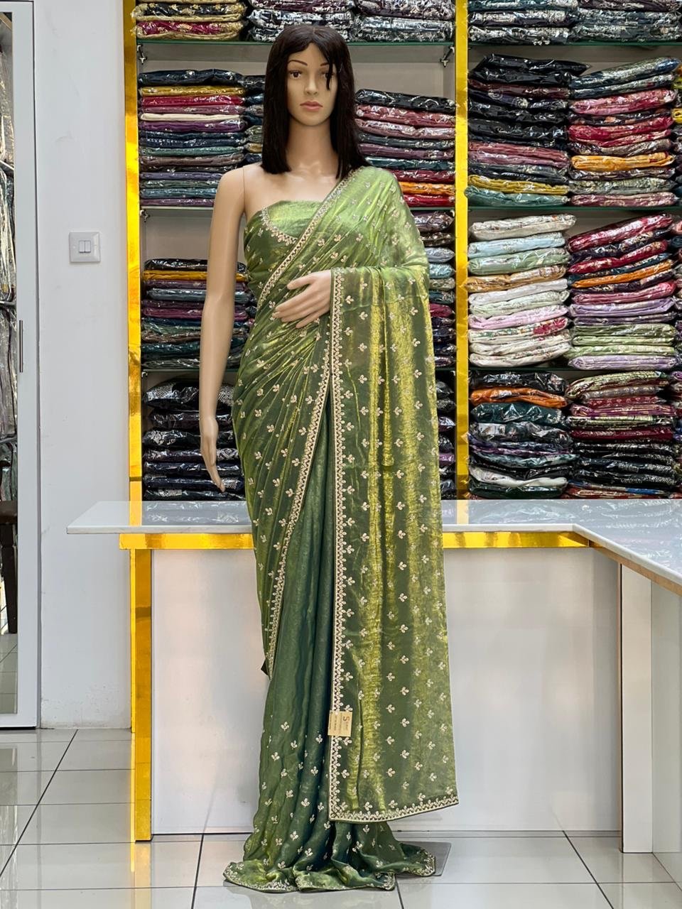 Bridal satin saree - Image 3