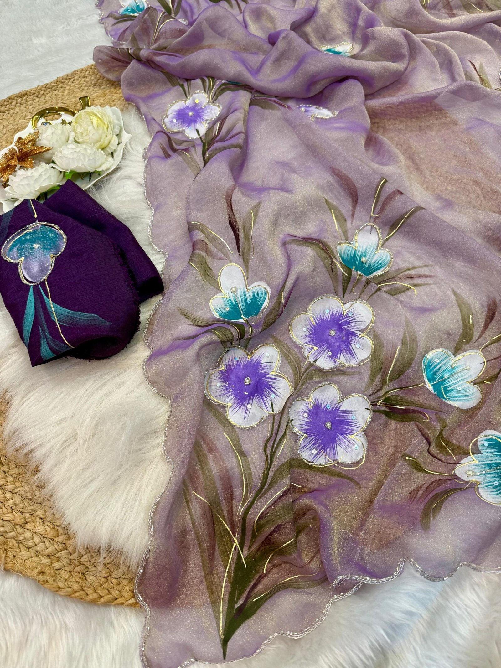 Handwork chiffon sarees - Image 14