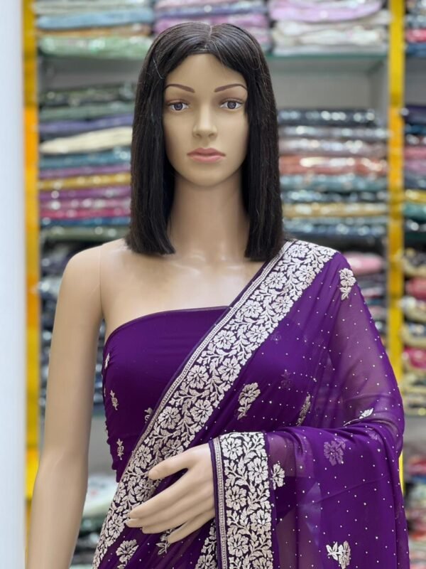 Georgette stone work saree - Image 11