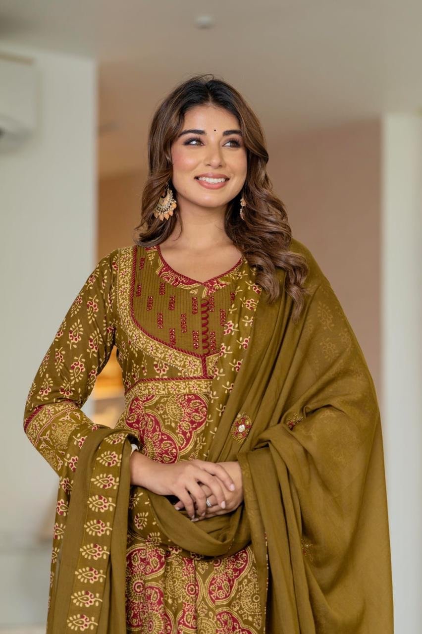 Cotton anarkali suit - Image 4