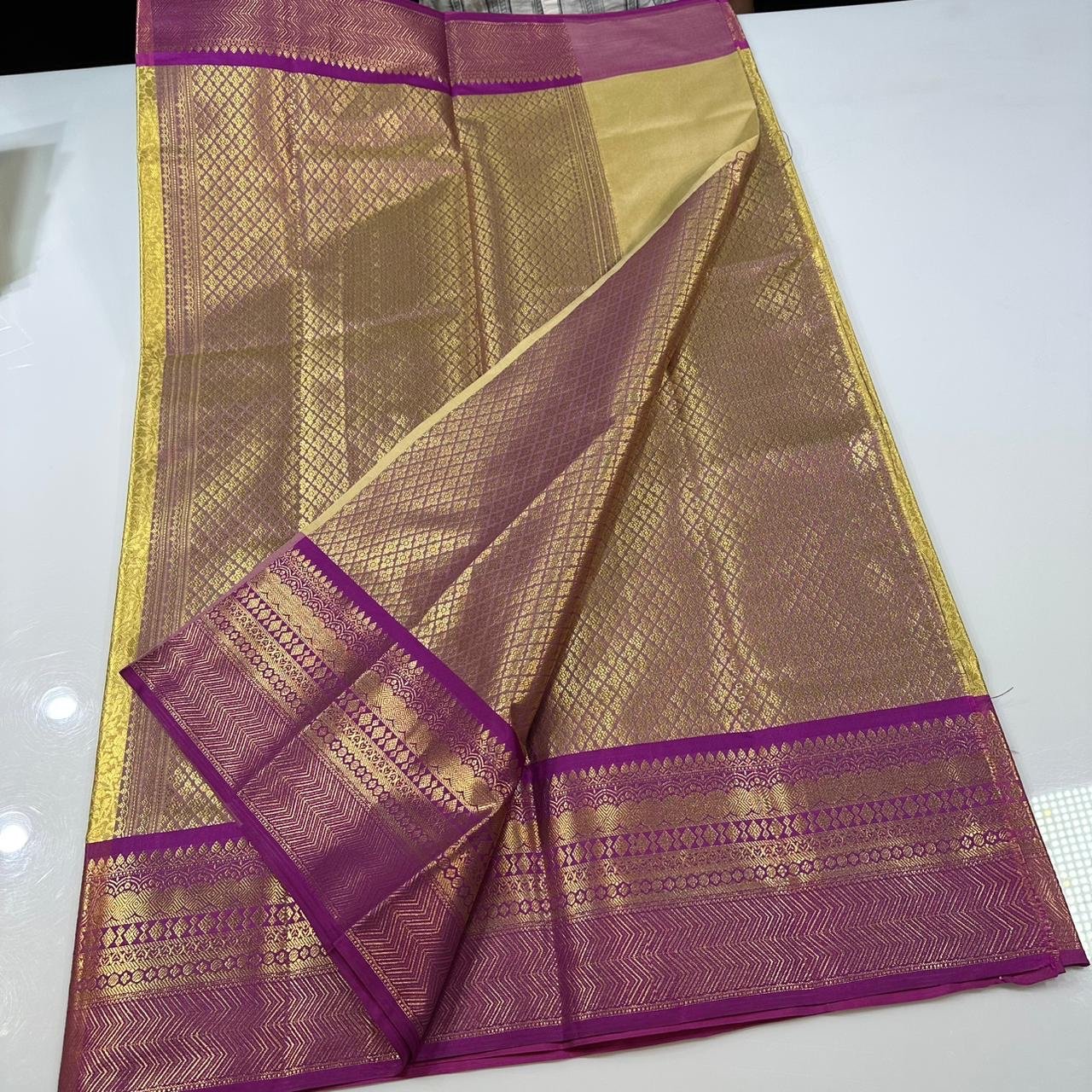 Soft semi-kanchi brocade saree - Image 4