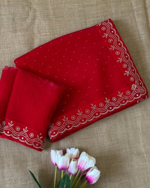 Zarkan Fandy satin silk saree - Image 5