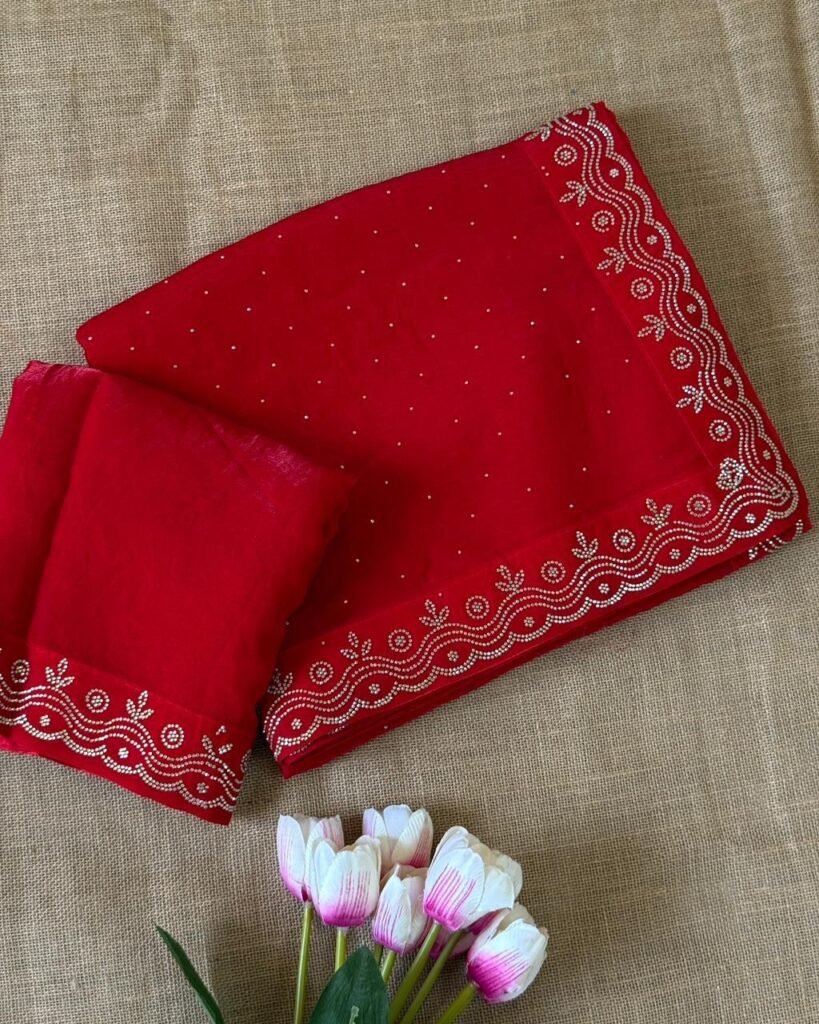 Zarkan Fandy satin silk saree