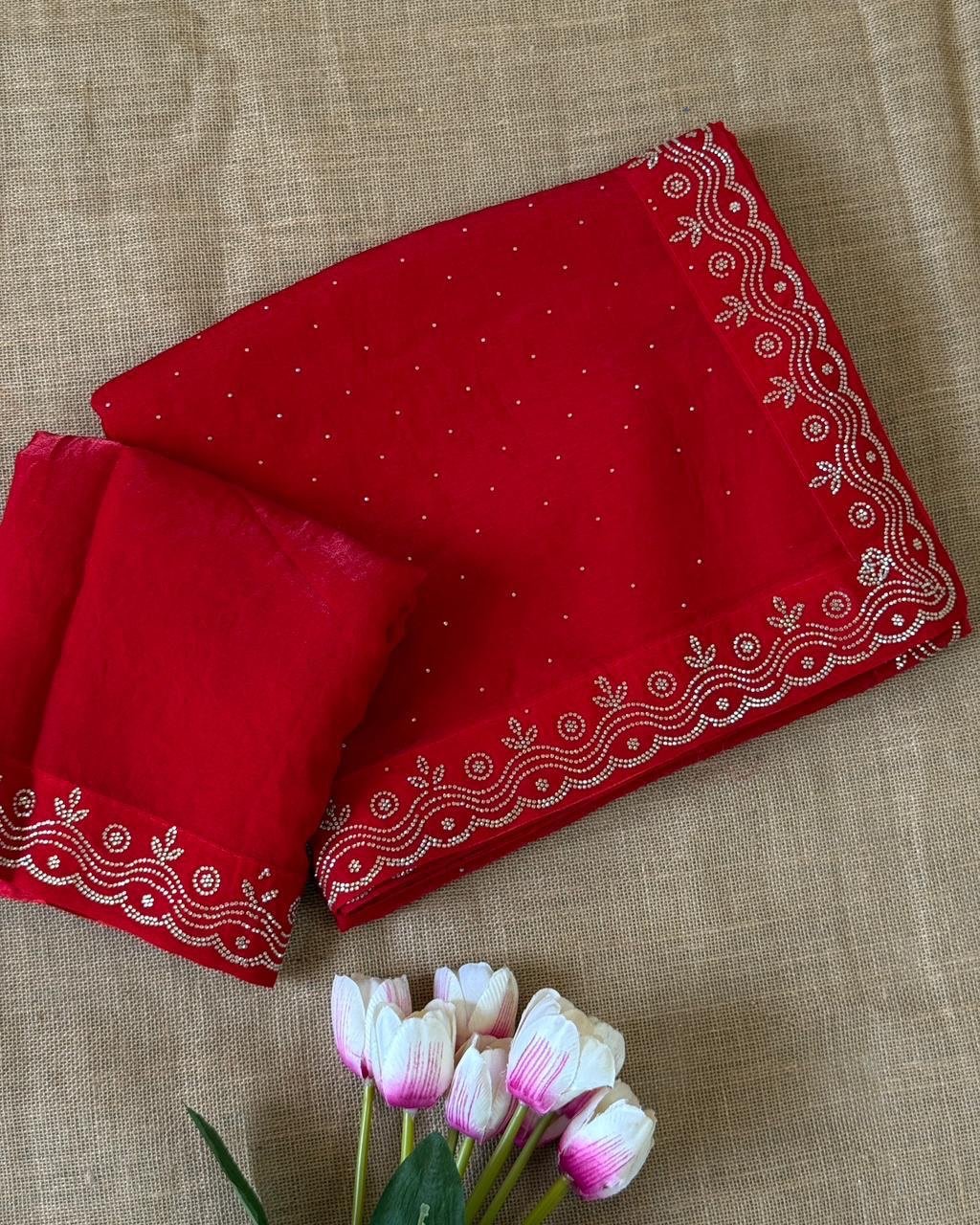 Zarkan Fandy satin silk saree - Image 5