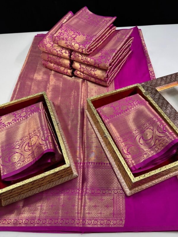 Soft semi kanchi brocade saree - Image 3