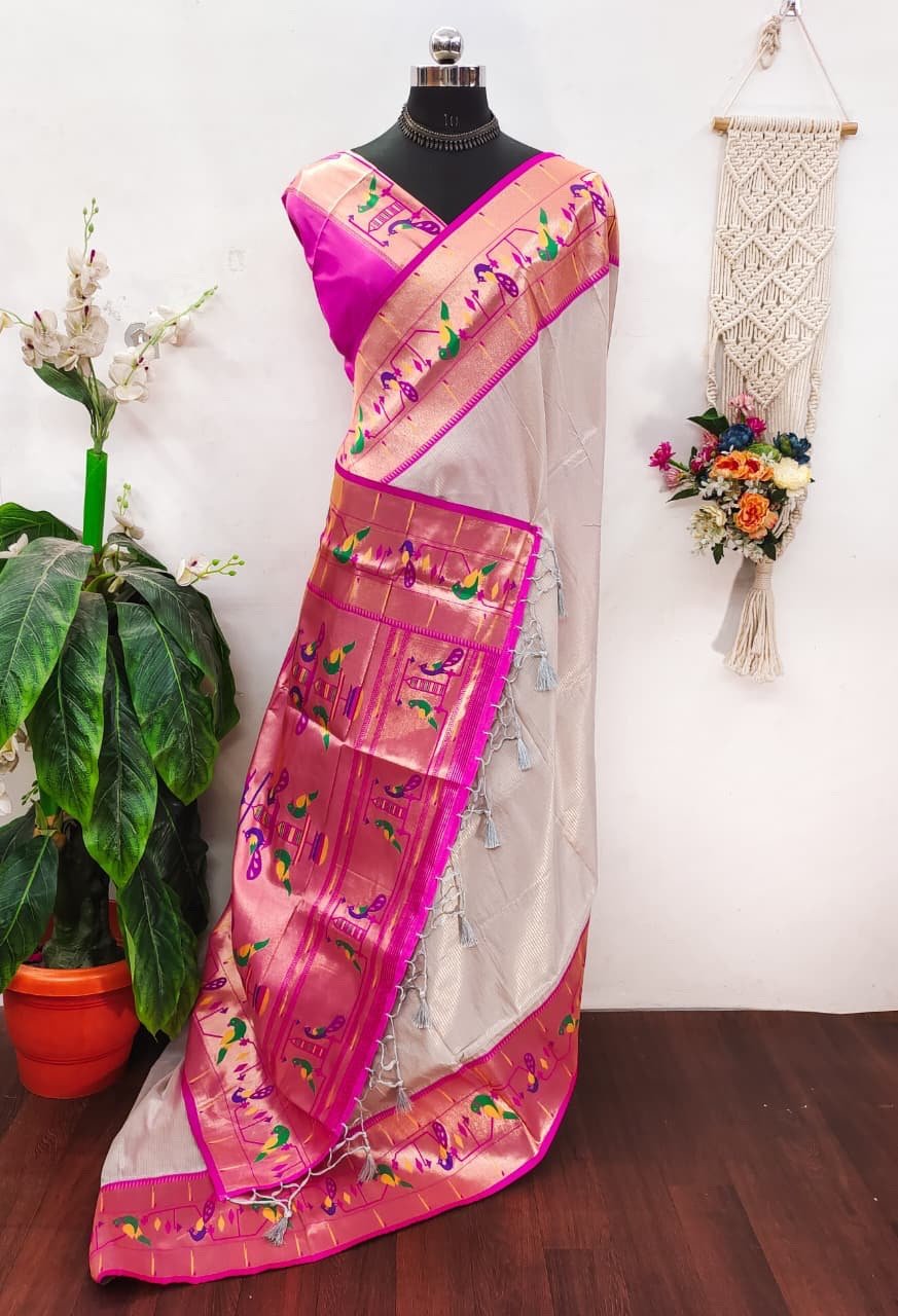 Banarasi soft silk paithani saree - Image 6
