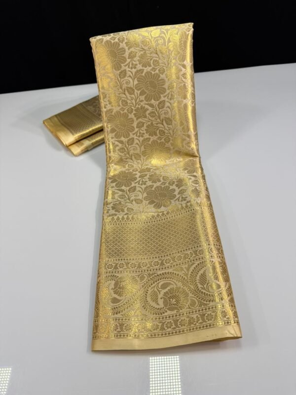 Soft semi kanchi brocade saree - Image 14