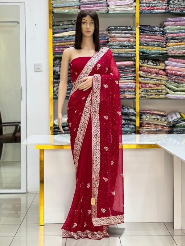 Georgette stone work saree - Image 7