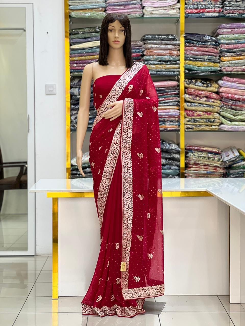 Georgette stone work saree - Image 7