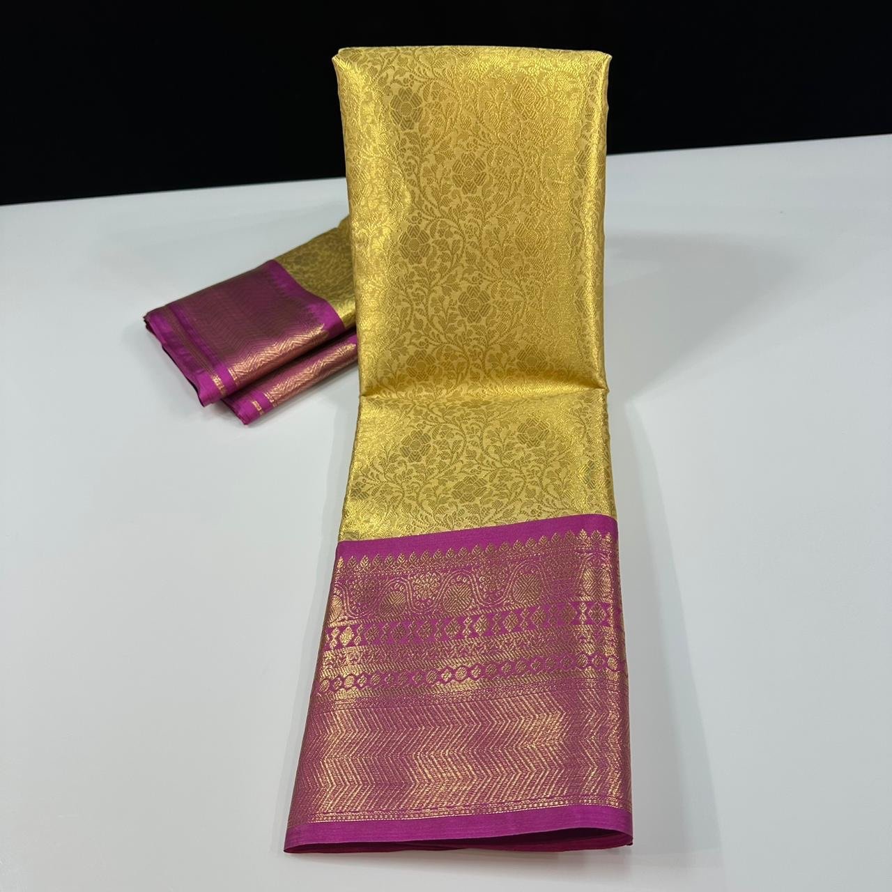 Soft semi-kanchi brocade saree - Image 1