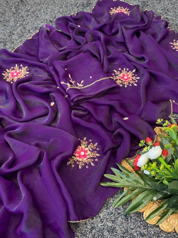 Purple fendy silk saree - Image 2
