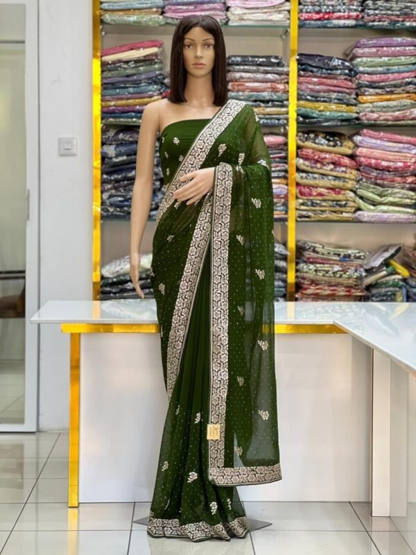 Georgette stone work saree - Image 4