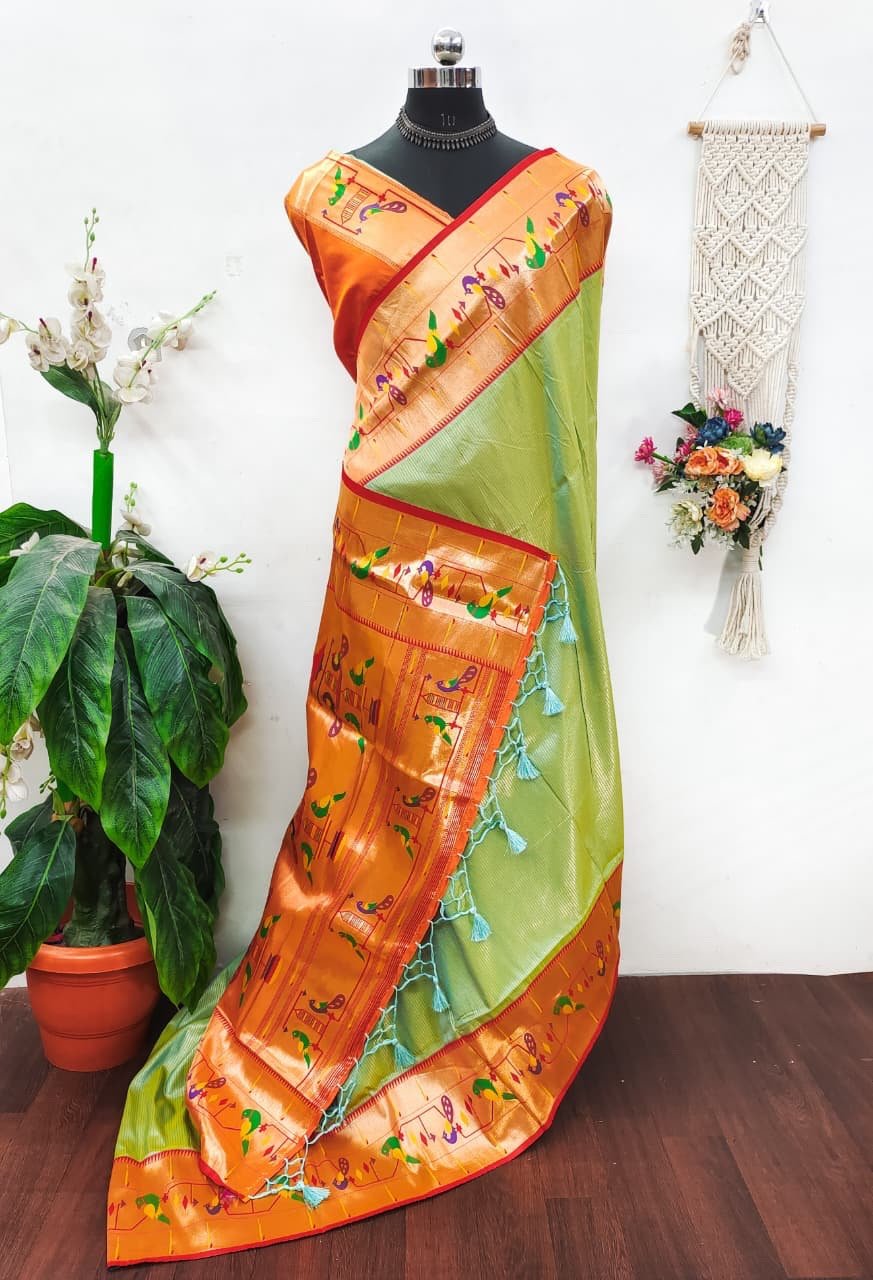 Banarasi soft silk paithani saree - Image 11