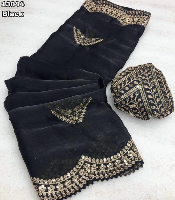 Shimmer satin silk sarees - Image 5