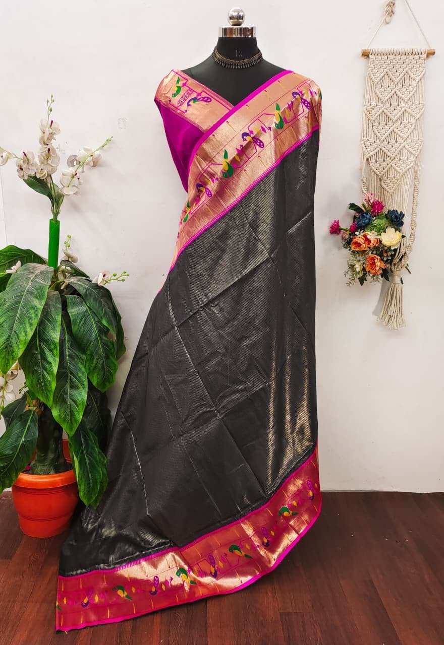 Banarasi soft silk paithani saree - Image 15
