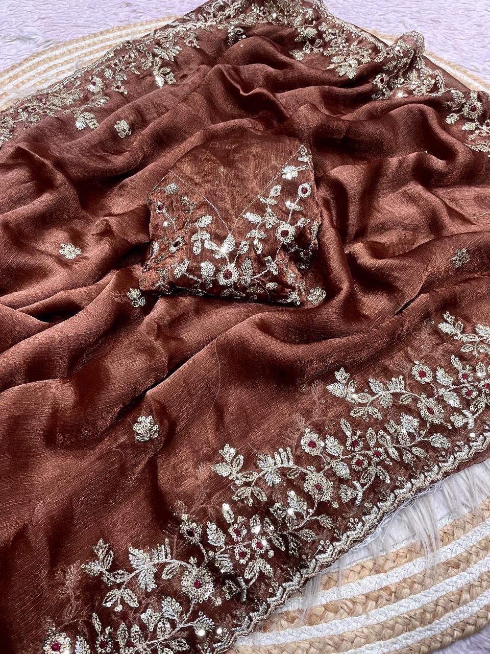 Dual tone fandy chiffon sarees - Image 12