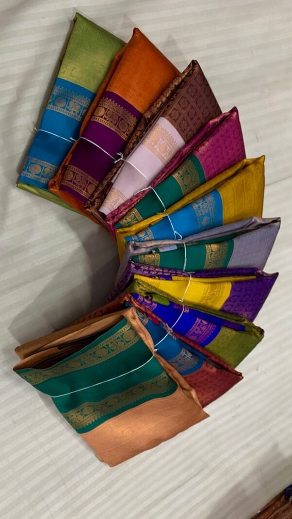 Bridesmaids semi silk sarees - Image 15