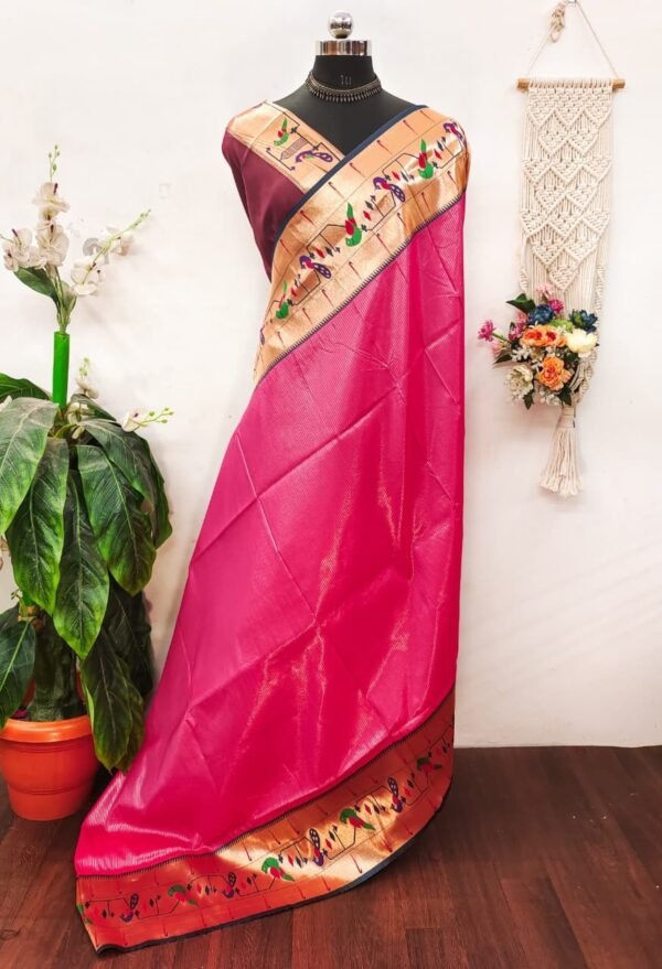 Banarasi soft silk paithani saree - Image 12