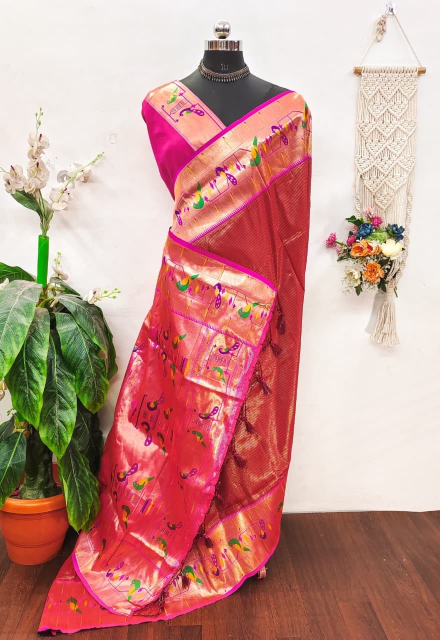 Banarasi soft silk paithani saree - Image 2