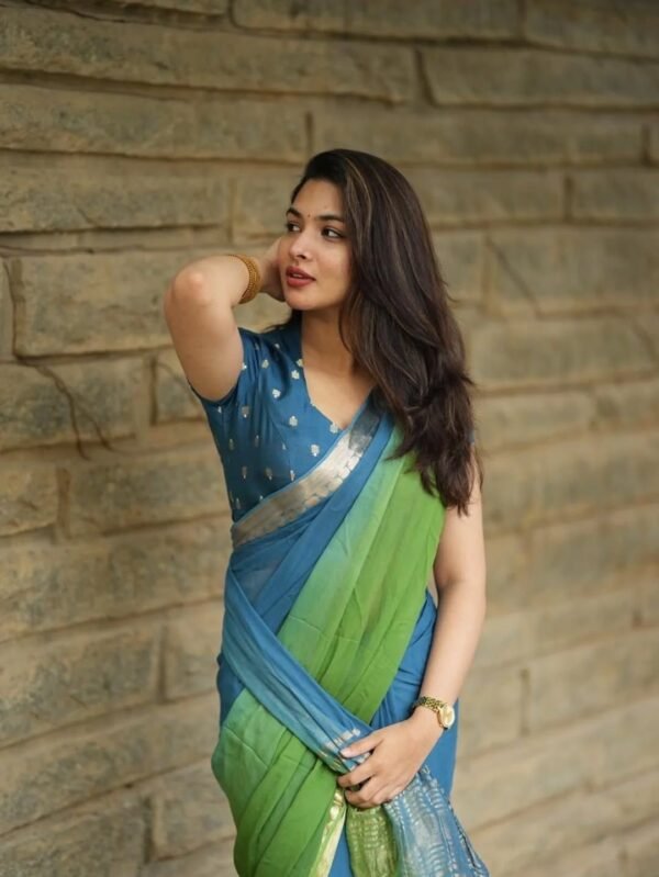 Dual shaded viscose Georgette sarees - Image 11