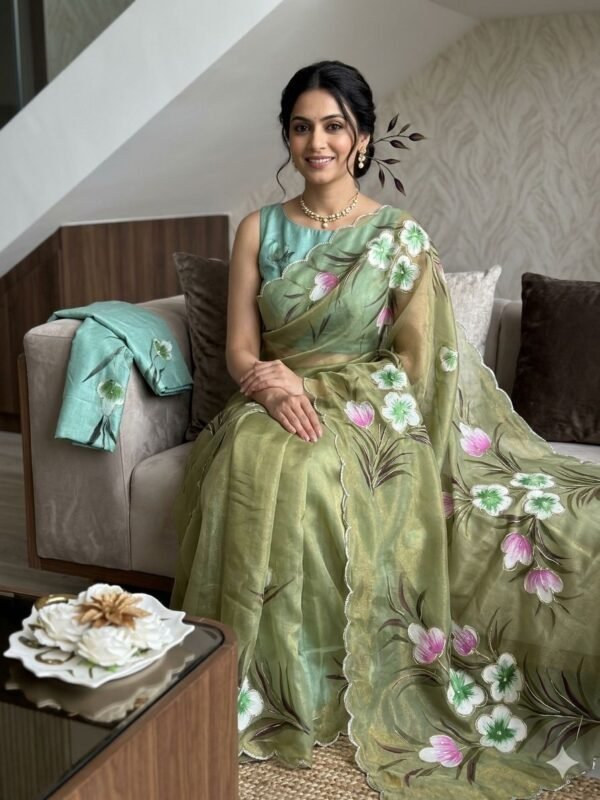 Handwork chiffon sarees - Image 9