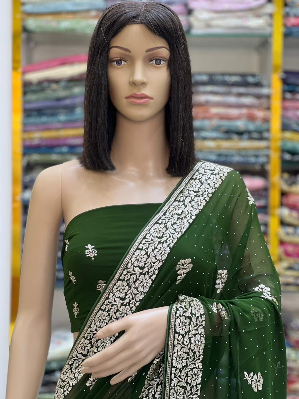 Georgette stone work saree - Image 10