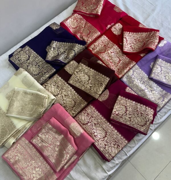 Viscose georgette sarees - Image 2