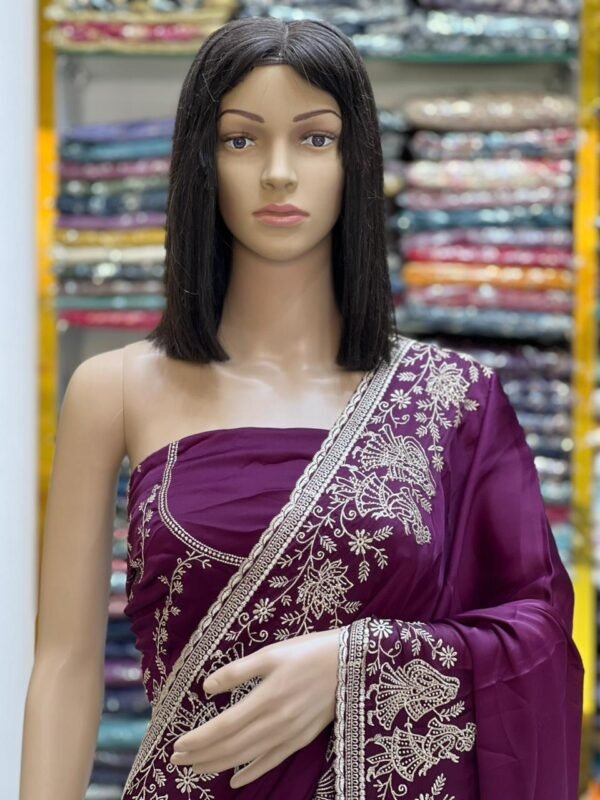 Stone work Fandy satin silk sarees - Image 8