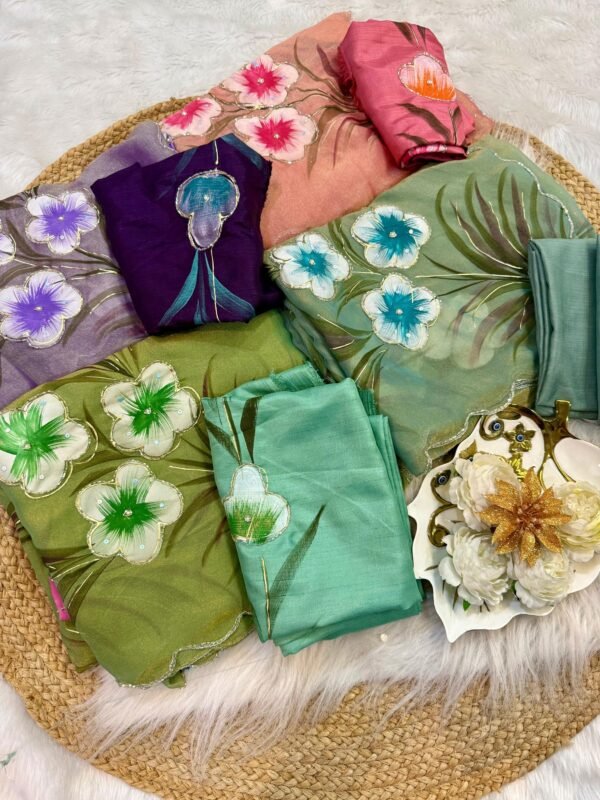 Handwork chiffon sarees - Image 12