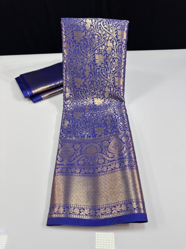 Soft semi kanchi brocade saree - Image 18