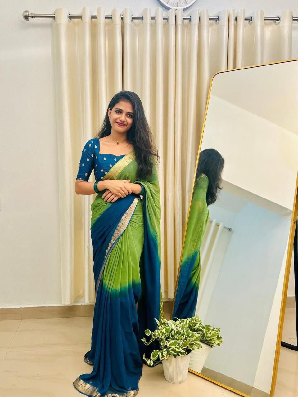 Dual shaded viscose Georgette sarees - Image 14