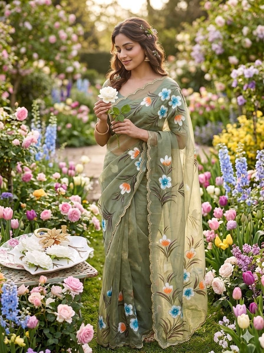 Handwork chiffon sarees - Image 4