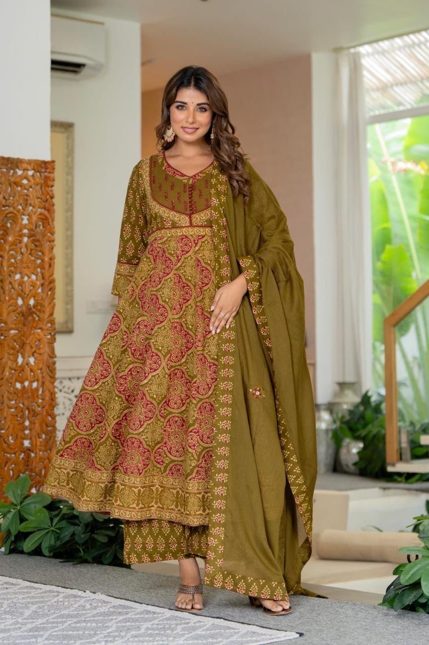 Cotton anarkali suit - Image 3