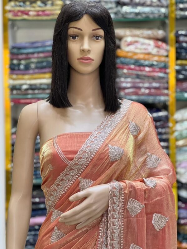 Stone work Fandy satin silk sarees - Image 8