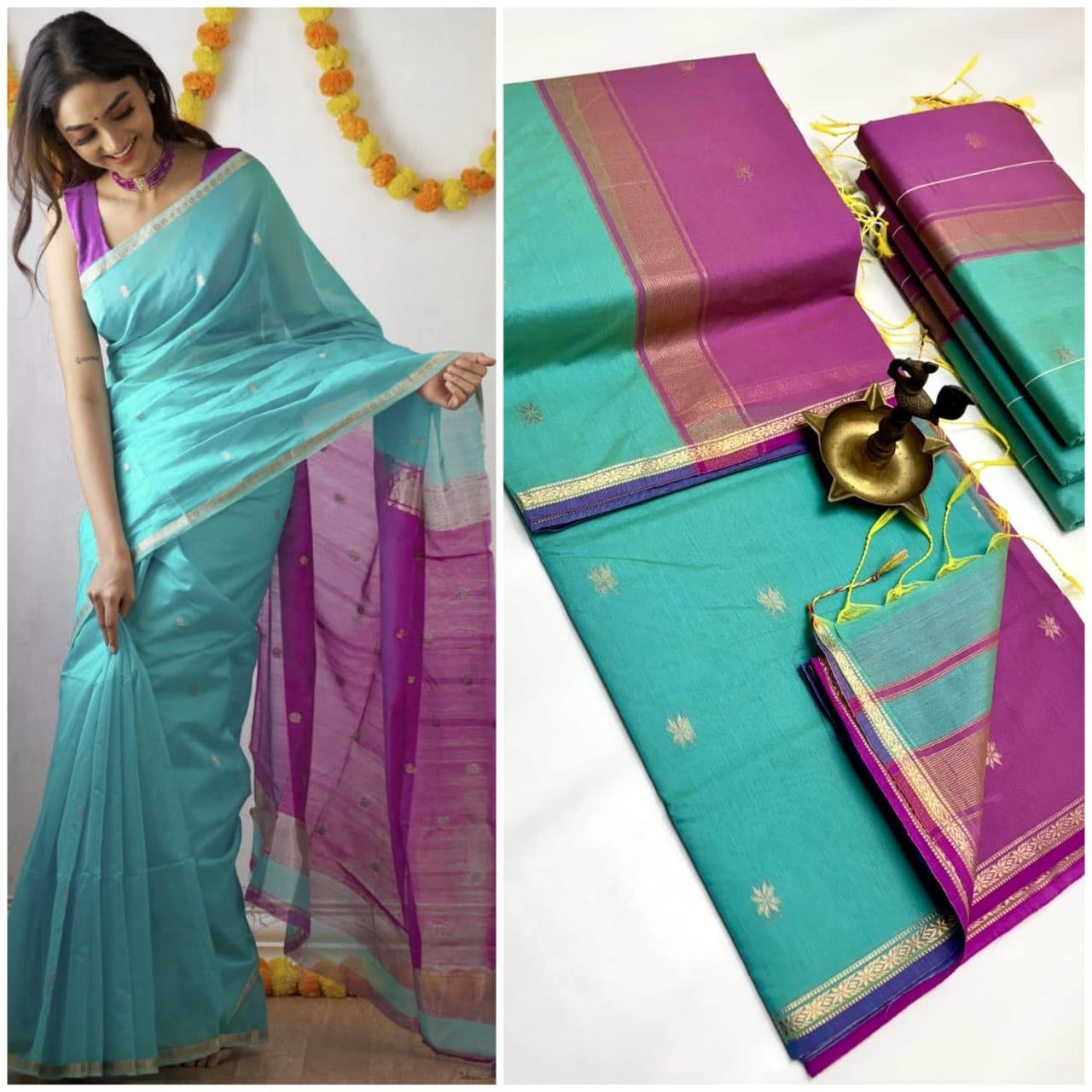 Silk cotton sarees - Image 35
