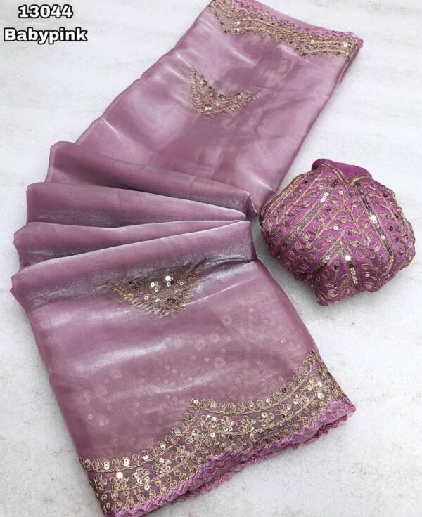 Shimmer satin silk sarees - Image 8